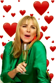 😍 Samantha Jones Sex and the City corações, champagne, tv, Samantha, Jones whatsapp sticker