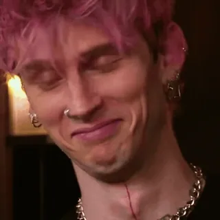 🥥 Machine Gun Kelly mgk, machine gun kelly, musicien, célébrité, cheveux roses, portrait telegram sticker