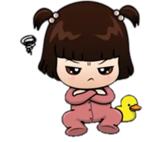 😠 Mädchen, Cartoon, Ente, süß, Pyjama, Anime telegram sticker