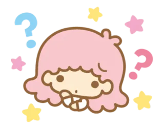 ❓ anime, desenho animado, fofo, pontos de interrogação, estrelas telegram sticker
