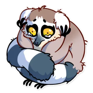 😥 キツネザル, 悲しい, かわいい, 動物, ステッカー telegram sticker
