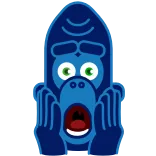 😨 กอริลลา, ลิง, ตกใจ, ประหลาดใจ, การ์ตูน, สัตว์ whatsapp sticker