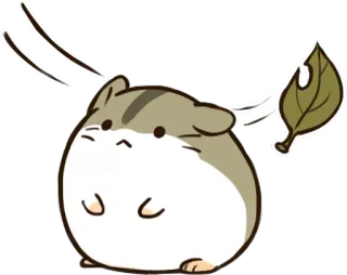 😔 hamster, animal, cute, kawaii, cartoon, leaf telegram sticker