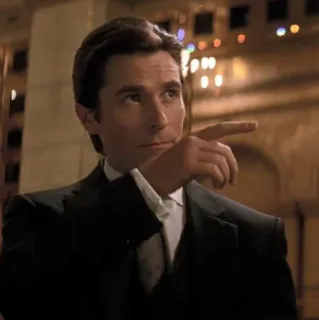 🦇 Patrick Bateman American Psycho man, suit, pointing, christian bale telegram sticker