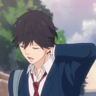 🥯 Futaba Yoshioka Ao Haru Ride Аниме, Парень, Школьная форма, Романтика, Сёдзё telegram sticker