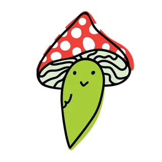 🍄 버섯, 귀여운, 빨간색, 균류, 식물 telegram sticker