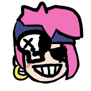 🏳️‍⚧️ стикер, пират, мультфильм, персонаж, череп, розовые волосы telegram sticker