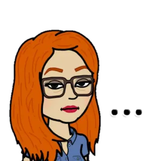 😐 ... bitmoji, emoji, cartoon, woman, glasses telegram sticker