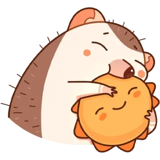 ❤️ riccio, sole, carino, animale, cartone animato telegram sticker