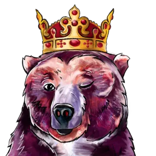 😉 orso, re, corona, animale, mammifero, occhiolino telegram sticker