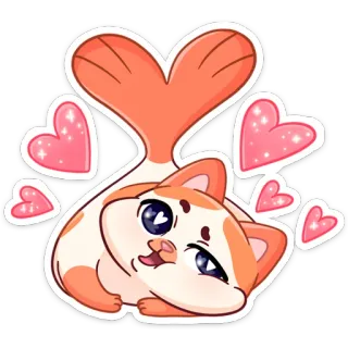 ❤️ Katze, Fisch, Herzen, süß, Tier, Haustier, Aufkleber, Cartoon telegram sticker