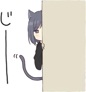 👀 じ anime, catgirl, anime girl, cat ears, hiding, cute telegram sticker