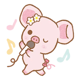 🎤 cerdo, micrófono, cantando, lindo, dibujos animados, animal telegram sticker