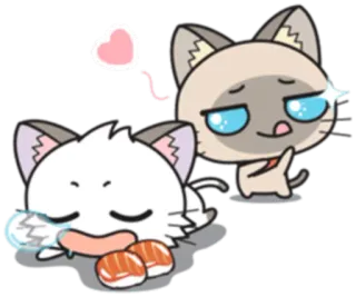 😋 cat, cartoon, sushi, cute, kawaii, animal, heart whatsapp sticker