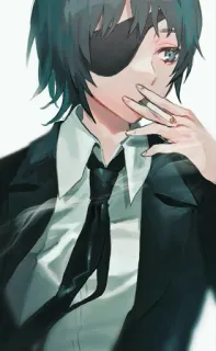 🚬 fumare, sigaretta, benda sull'occhio, anime, completo, personaggio telegram sticker