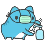 🧴 rã, máscara, desinfetante, fofo, azul telegram sticker