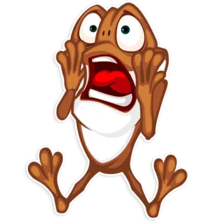 😱 개구리, 만화, 무서운, 충격 받은, 표정, 동물, 웃긴 telegram sticker