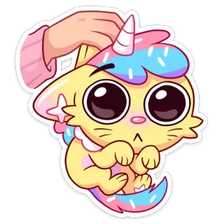 🥺 gato, unicórnio, fofo, gatinho, desenho animado, kawaii whatsapp sticker