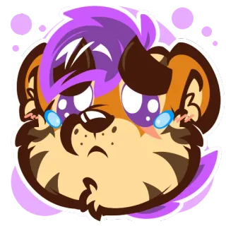 😢 만화, 퍼리, 동물, 우는, 슬픈, 이모티콘, 스티커, 보라색 telegram sticker