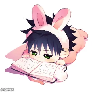 🖤 @HAWKS Anime, Chibi, Coniglio, Carino, Cartone animato whatsapp sticker
