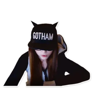 😈 GOTHAM Gotham, cappello, felpa con cappuccio, persona telegram sticker