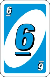 💙 uno, card, blue, number, game, six whatsapp sticker