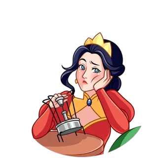 🙄 woman, queen, royal, sad, pout, crown, upset, character telegram sticker