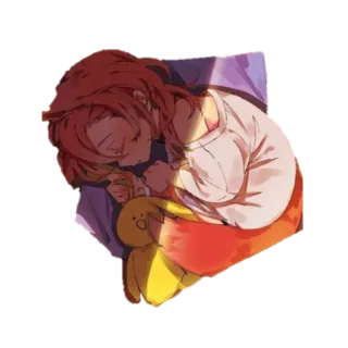 😴 dormir, animé, fille, recroquevillée, paisible, sieste telegram sticker