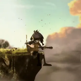 🍜 gorillaz, kartun, musik, noodle, gitar, tebing, langit, awan telegram sticker