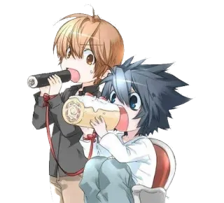 😋 Light Yagami Death Note Anime, Cartone animato, Light Yagami, L Lawliet, Death Note, Manga, Chibi telegram sticker