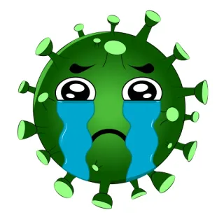 😭 病毒, 难过, 哭泣, 卡通, 绿色, 表情符号 telegram sticker