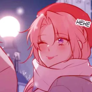 🎡 HEHE Аниме, Манга, Мультфильм, Подмигивание, Розовые волосы, Берет telegram sticker