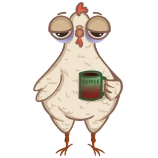 🤕 COFFEE frango, café, sonolento, manhã, animal, pássaro telegram sticker