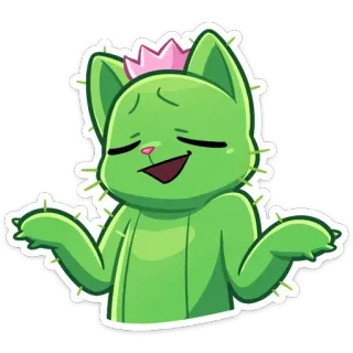🤷‍♂️ cactus, chat, plante, mignon, drôle, dessin animé telegram sticker