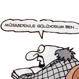 😏 MÜSAADENLE GÜLÜYORUM BEN.. 만화, 남자, 텍스트, 말풍선 telegram sticker