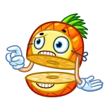 😦 abacaxi, fruta, desenho animado, personagem, engraçado whatsapp sticker