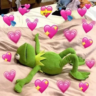 💓 Kermit 科米蛙, 布偶, 青蛙, 爱心, 表情符号, 可爱, 爱, 梗 telegram sticker