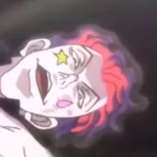 😄 Hisoka Hunter x Hunter Anime, Klaun, Złoczyńca, Gwiazda, Makijaż, Straszny, Upiorny telegram sticker