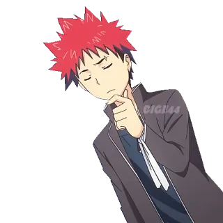 🤔 Anime, Personaggio, Pensando, Illustrazione, Manga telegram sticker