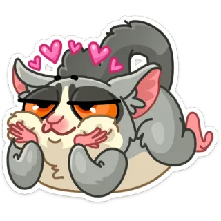 😍 gambá-de-açúcar, animal, fofo, corações, adesivo telegram sticker