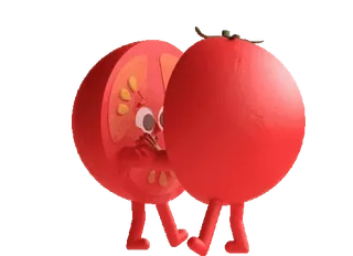 🤝 tomate, fruta, verdura, comida, dibujo animado whatsapp sticker