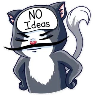 😖 NO Ideas Katze, Cartoon, Keine Ahnung, Lustig, Schnurrbart telegram sticker