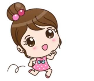 🏃 Desenho animado, Correndo, Menina, Rosa, Alegre, Fofo telegram sticker