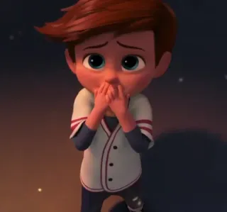 🙈 Tim Templeton The Boss Baby animado, desenho animado, triste, preocupado, personagem, criança, Tim Templeton telegram sticker
