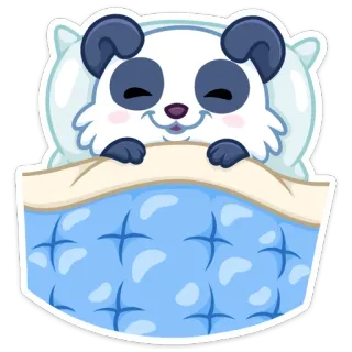 😴 Panda, Śpiący, Słodki, Poduszka, Kreskówka, Zwierzę, Łóżko, Odpoczynek telegram sticker
