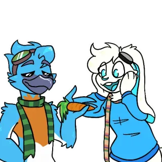 🥕 bird, bunny, carrot, cartoon, animal, friendship telegram sticker
