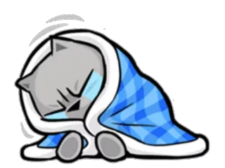 🤕 Katze, krank, müde, traurig, schlafend, Decke telegram sticker