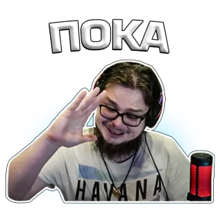 🤚 ПОКА hombre, adiós, saludando, ruso, gafas, barba telegram sticker