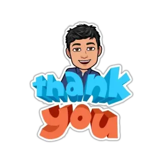 😍 Thank you спасибо, приветствие, благодарность, bitmoji, мультфильм telegram sticker