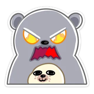 👹 orso, foca, arrabbiato, cartone animato, animale, adesivo telegram sticker